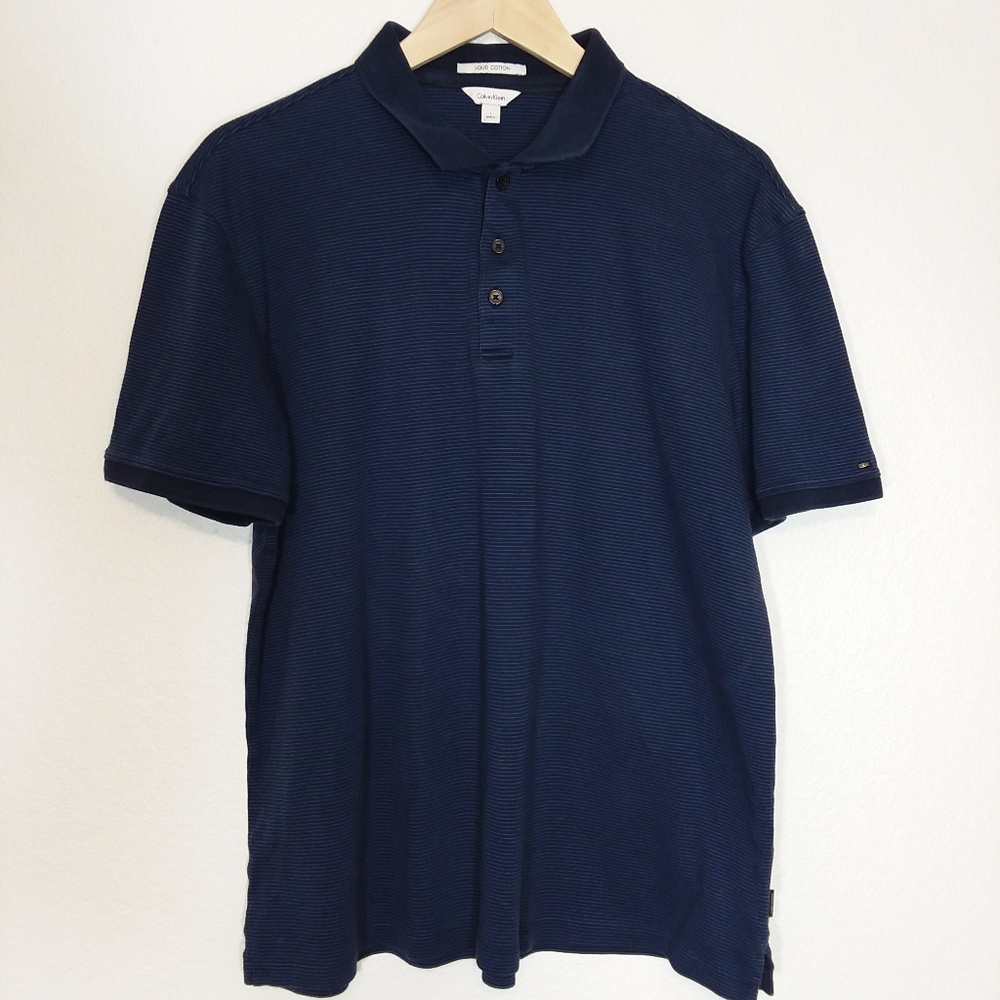 Calvin Klein Striped Liquid Cotton Polo LG